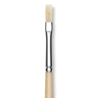 Utrecht Rhenish Pure Hog Bristle Brush - Flat, Size 1, Long Handle
