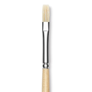 Utrecht Rhenish Pure Hog Bristle Brush - Flat, Size 2, Long Handle