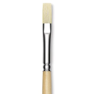 Utrecht Rhenish Pure Hog Bristle Brush - Flat, Size 3, Long Handle