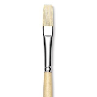 Utrecht Rhenish Pure Hog Bristle Brush - Flat, Size 4, Long Handle