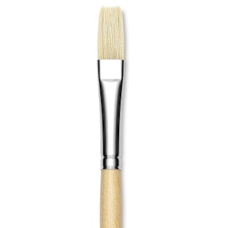 Utrecht Rhenish Pure Hog Bristle Brush - Flat, Size 6, Long Handle