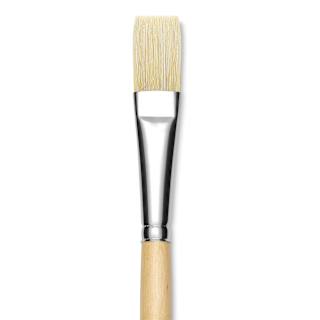 Utrecht Rhenish Pure Hog Bristle Brush - Flat, Size 8, Long Handle