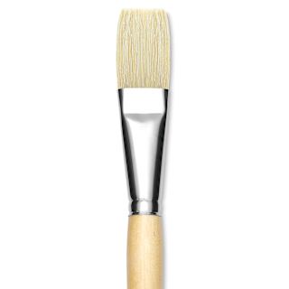 Utrecht Rhenish Pure Hog Bristle Brush - Flat, Size 12, Long Handle