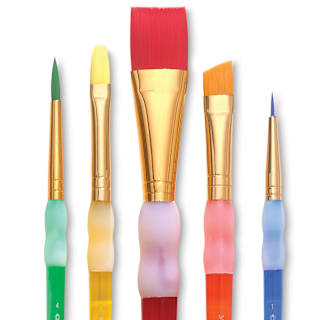 Royal & Langnickel Big Kid's Choice Lil' Grippers Synthetic Brushes - Flat Variety, Set of 5
