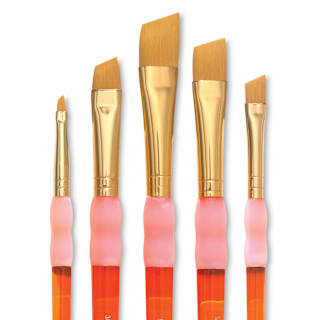 Royal & Langnickel Big Kid's Choice Lil' Grippers Synthetic Brushes - Deluxe Angular, Set of 5