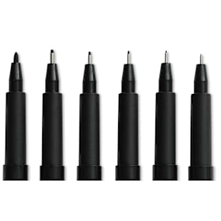 Faber-Castell Pitt Artist Pens- Black, Set of 6, Assorted Nibs