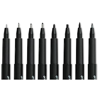Faber-Castell Pitt Artist Pens- Black, Set of 8, Assorted Nibs