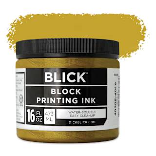 Blick Water-Soluble Block Printing Ink - Gold, 16 oz Jar