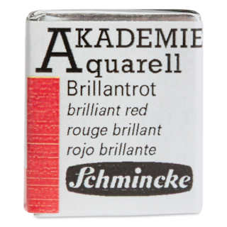 Schmincke Akademie Aquarell Watercolor Pan - Brilliant Red, Half Pan