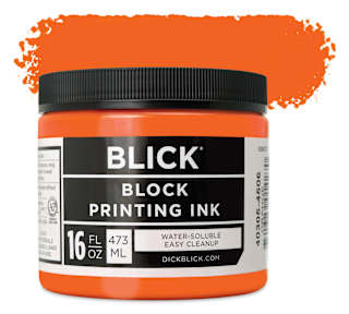 Blick Water-Soluble Block Printing Ink - Orange, 16 oz Jar