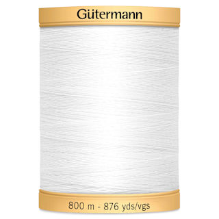 Gutermann Natural Cotton 50 Sewing Thread - White, 876 yd Spool