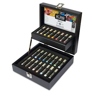 Sennelier Artists' Oil Sticks - Set of 24, Assorted Colors, Wood Box