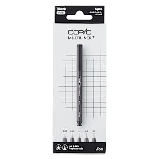 Copic Multiliner Plus Pens - Set of 5, Black, Assorted Fine Tip
