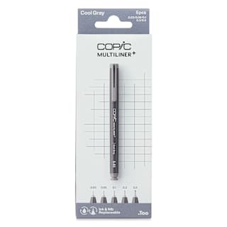 Copic Multiliner Plus Pens - Set of 5, Cool Gray, Assorted Fine Tip