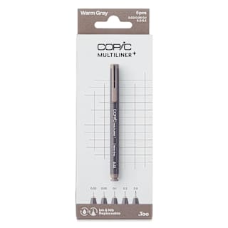 Copic Multiliner Plus Pens - Set of 5, Warm Gray, Assorted Fine Tip