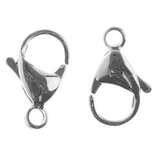 John Bead Stainless Steel Jewelry Clasps - Pkg of 8, Lobster Clasps, 15 mm x 9 mm