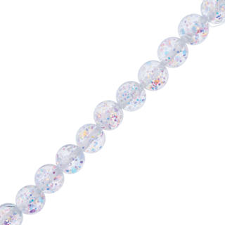 John Bead Resin Round Beads with Sequins Strand - Crystal AB Sequins, 7" Strand, 15.8 mm Dia
