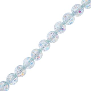John Bead Resin Round Beads with Sequins Strand - Green AB Sequins, 7" Strand, 15.8 mm Dia