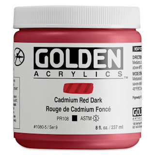 Golden Heavy Body Artist Acrylics - Cadmium Red Dark, 8 oz Jar