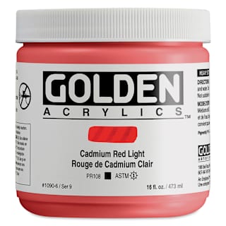 Golden Heavy Body Artist Acrylics - Cadmium Red Light, 16 oz Jar