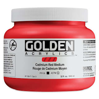 Golden Heavy Body Artist Acrylics - Cadmium Red Medium, 32 oz jar