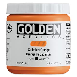 Golden Heavy Body Artist Acrylics - Cadmium Orange, 8 oz Jar