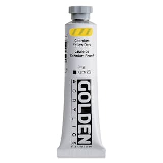 Golden Heavy Body Artist Acrylics - Cadmium Yellow Dark, 2 oz Tube