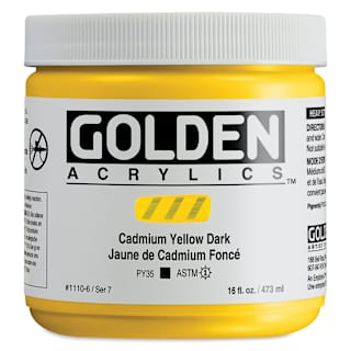 Golden Heavy Body Artist Acrylics - Cadmium Yellow Dark, 16 oz Jar