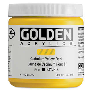 Golden Heavy Body Artist Acrylics - Cadmium Yellow Dark, 8 oz Jar
