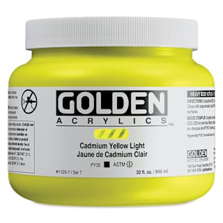 Golden Heavy Body Artist Acrylics - Cadmium Yellow Light, 32 oz Jar