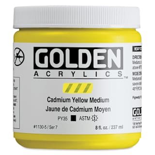 Golden Heavy Body Artist Acrylics - Cadmium Yellow Medium, 8 oz Jar