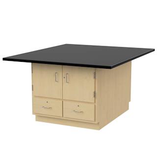 Hann Art and Printmaking Workstation - Black Laminate Top, 2-Doors, 2 Drawers