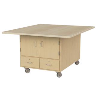 Hann Art and Printmaking Workstation - Maple Laminate Top, 2-Doors, 2 Drawers, with Casters