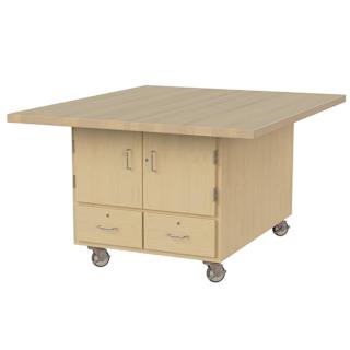 Hann Art and Printmaking Workstation - Maple Top, 2-Doors, 2 Drawers, with Casters