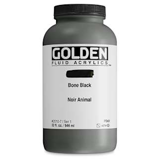 Golden Fluid Acrylic - Bone Black, 32 oz Jar