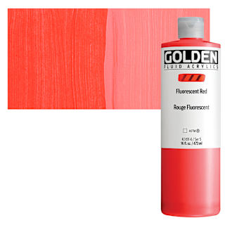 Golden Fluid Acrylic - Fluorescent Red, 16 oz Bottle