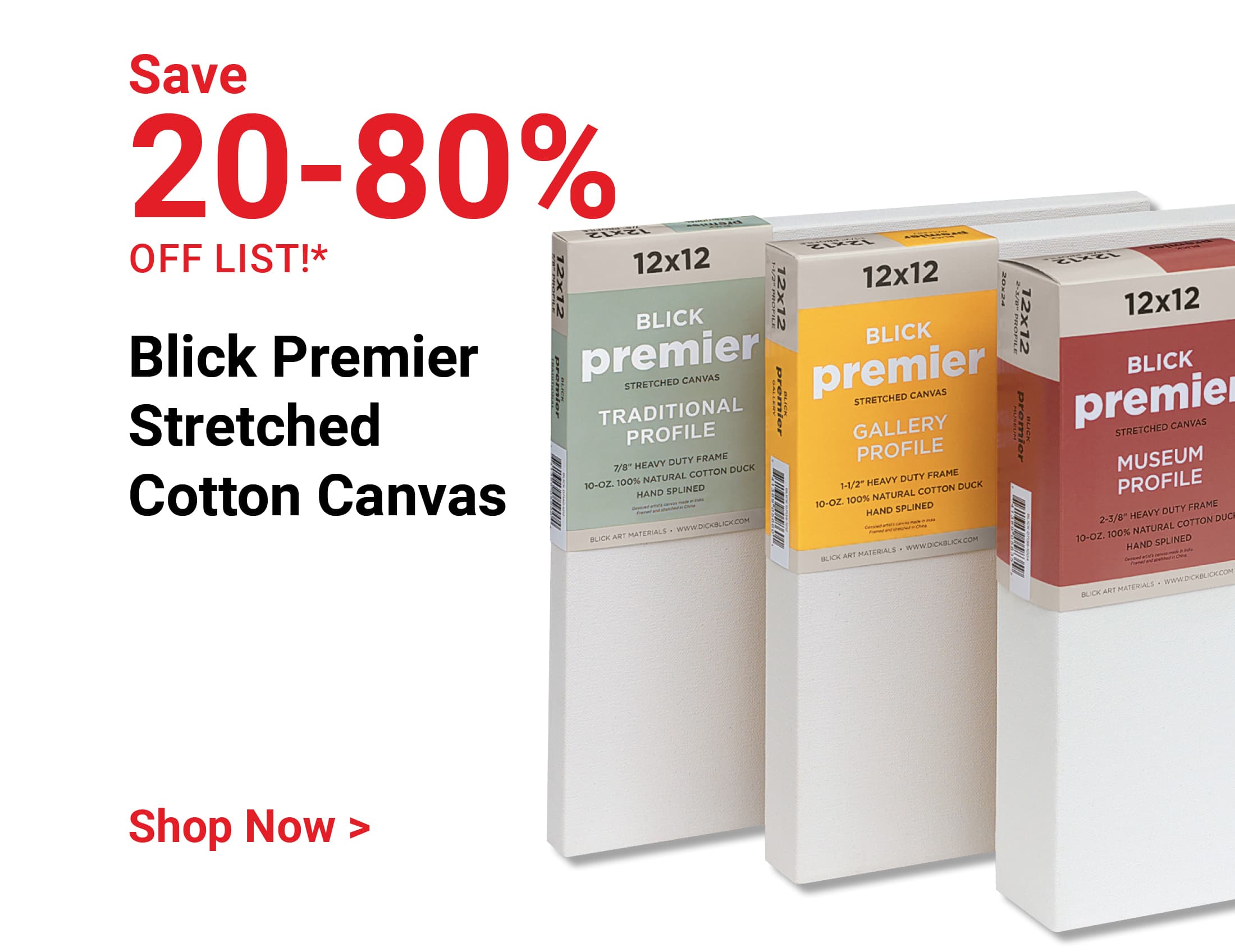 Save 20-80% off list! Blick Premier Stretched Cotton Canvas. Shop Now.