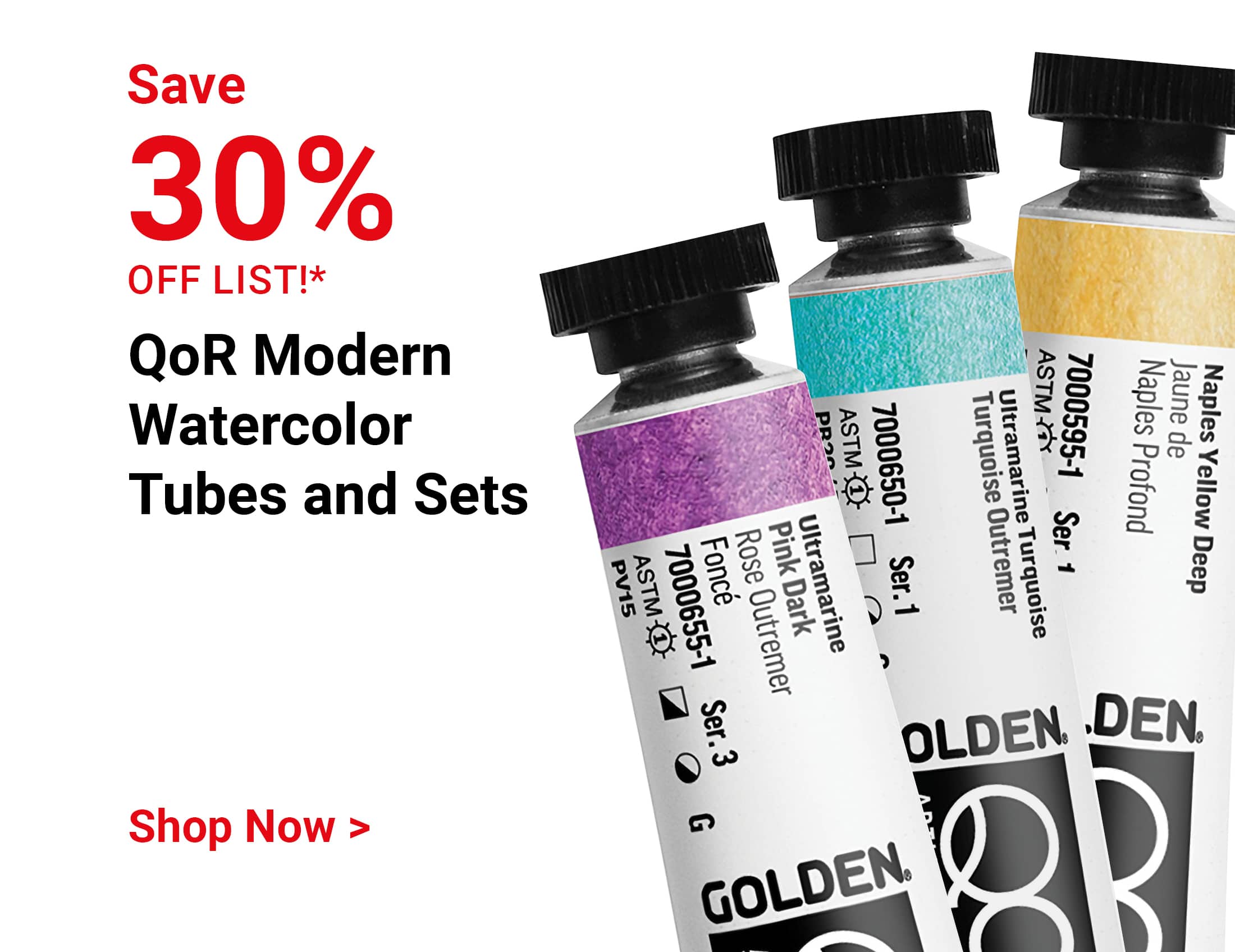 Save 30% off list! QoR Modern Watercolor Tubes and Sets. Shop Now.