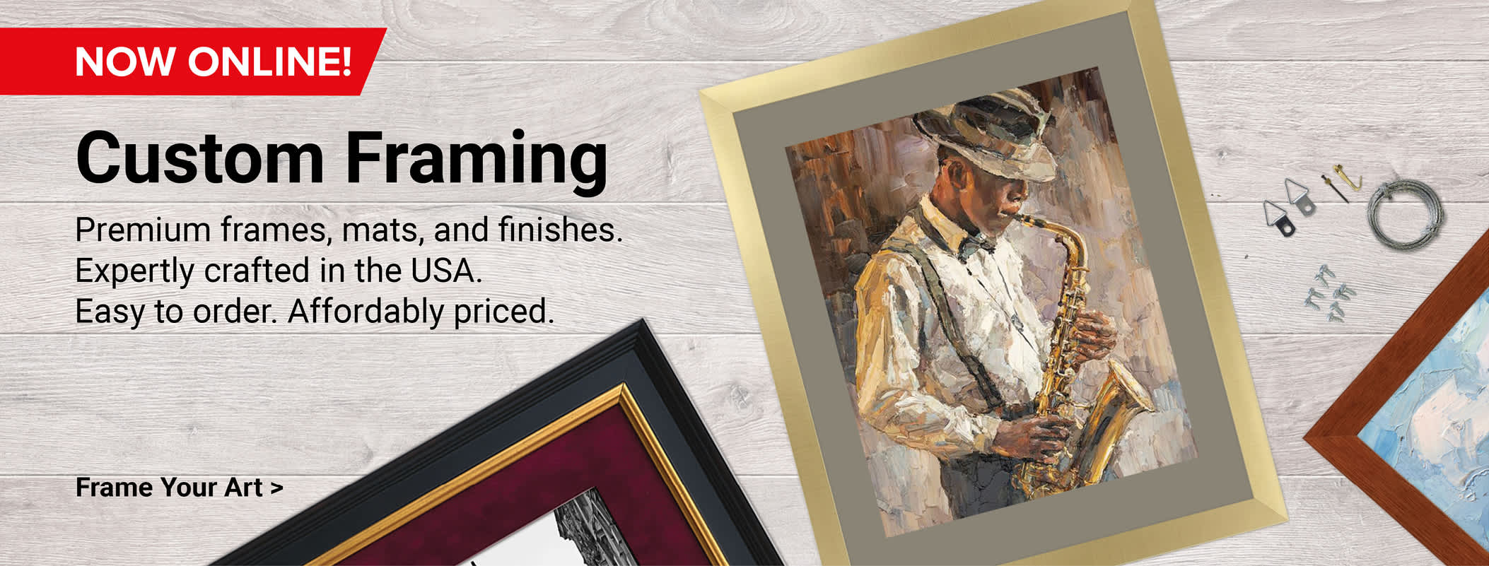 Now online! Custom Framing. Premium frames, mats, and finishes. Expertly crafted in the USA. Easy to order. Affordably priced. Frame your art.