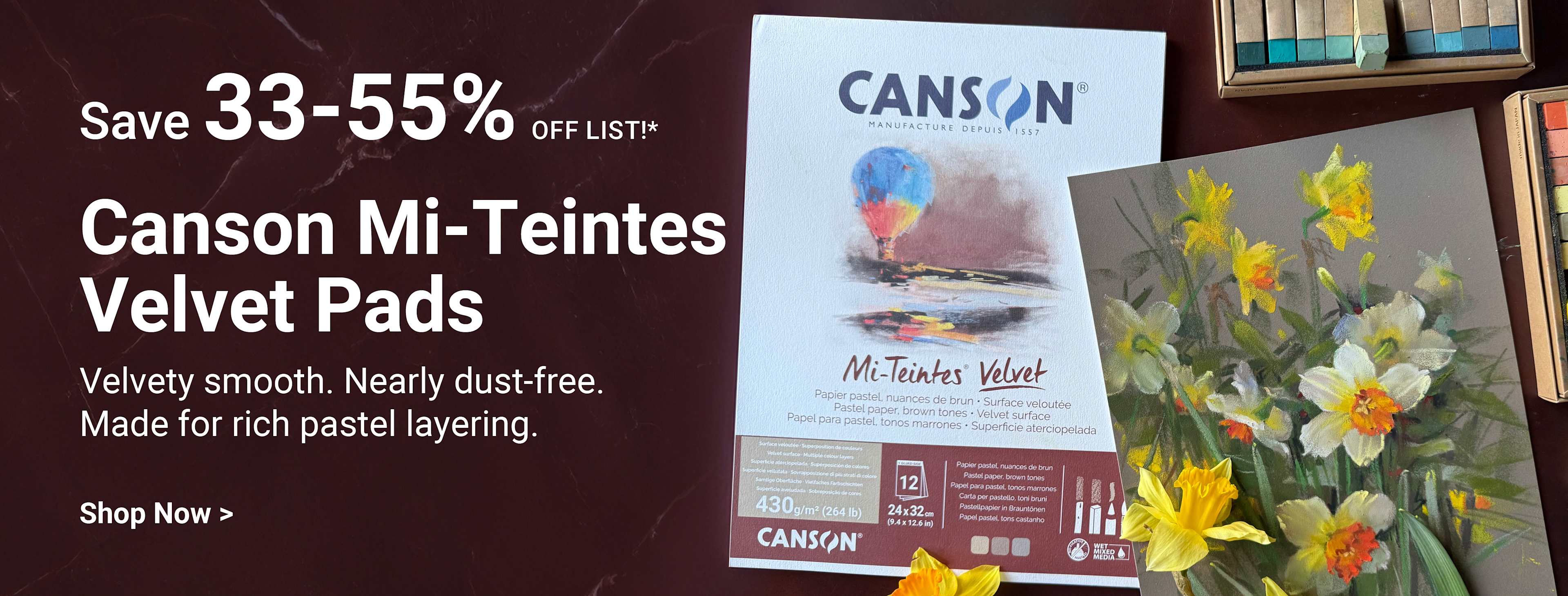Save 33-55% off list! Canson Mi-Teintes Velvet Paper & Pads Velvety smooth. Nearly dust-free. Made for rich pastel layering. Shop Now.