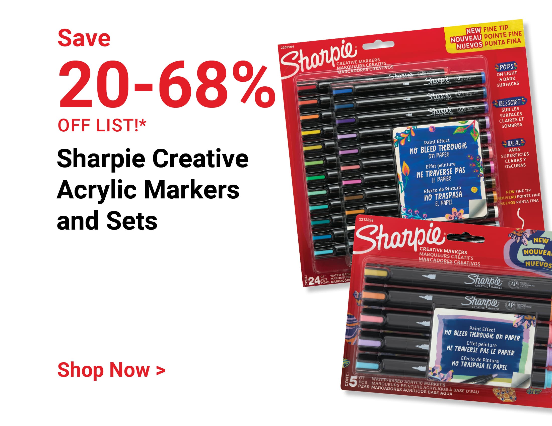 Save 20-68% off list! Sharpie Creative Acrylic Markers and Sets. Shop Now.