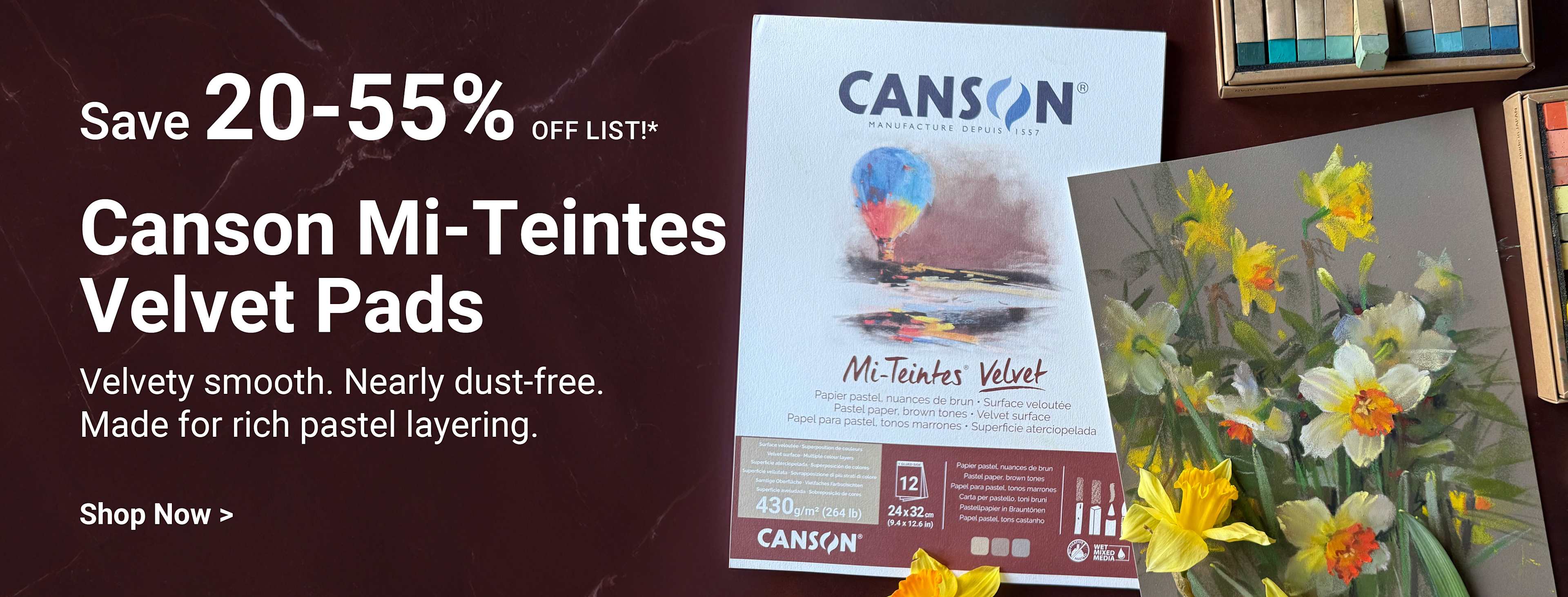 Save 20-55% off list! Canson Mi-Teintes Velvet Paper & Pads Velvety smooth. Nearly dust-free. Made for rich pastel layering. Shop Now.