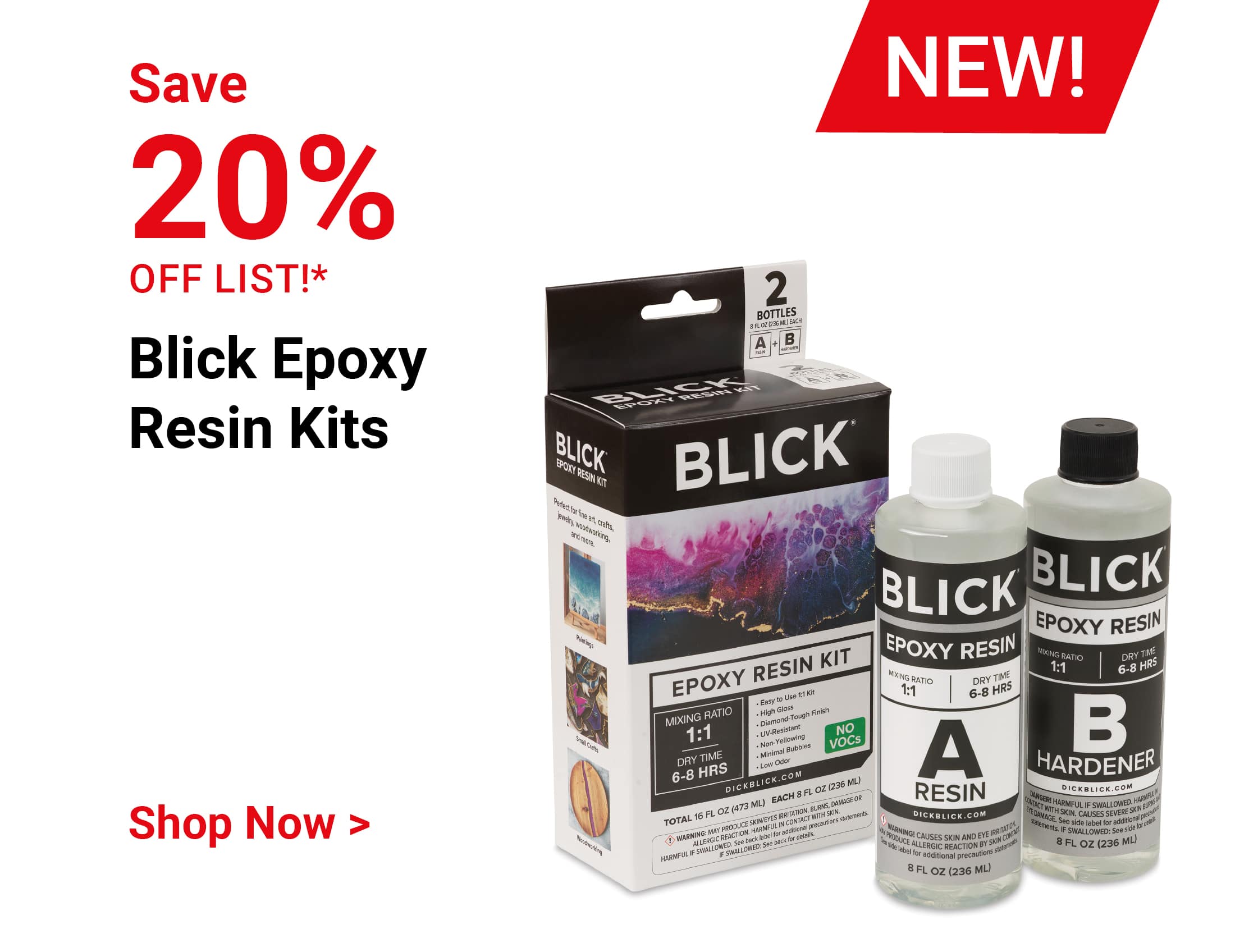 Save 20% off list! New! Blick Epoxy Resin Kits. Shop Now.