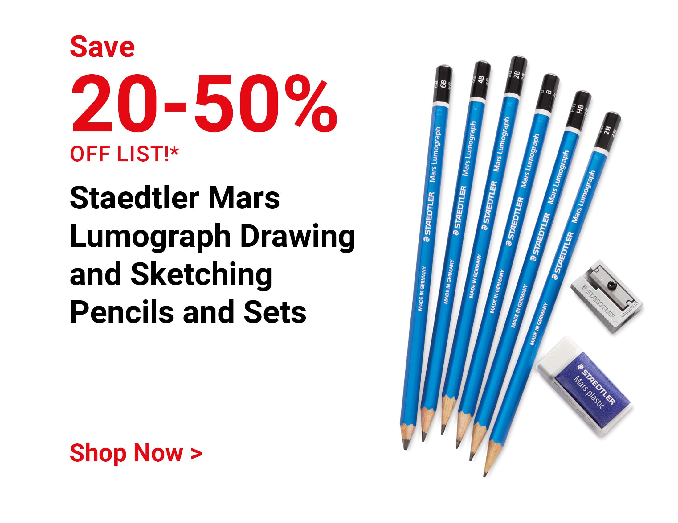 Save 20-50% off list! Staedtler Mars Lumograph Drawing and Sketching Pencils and Sets. Shop Now.