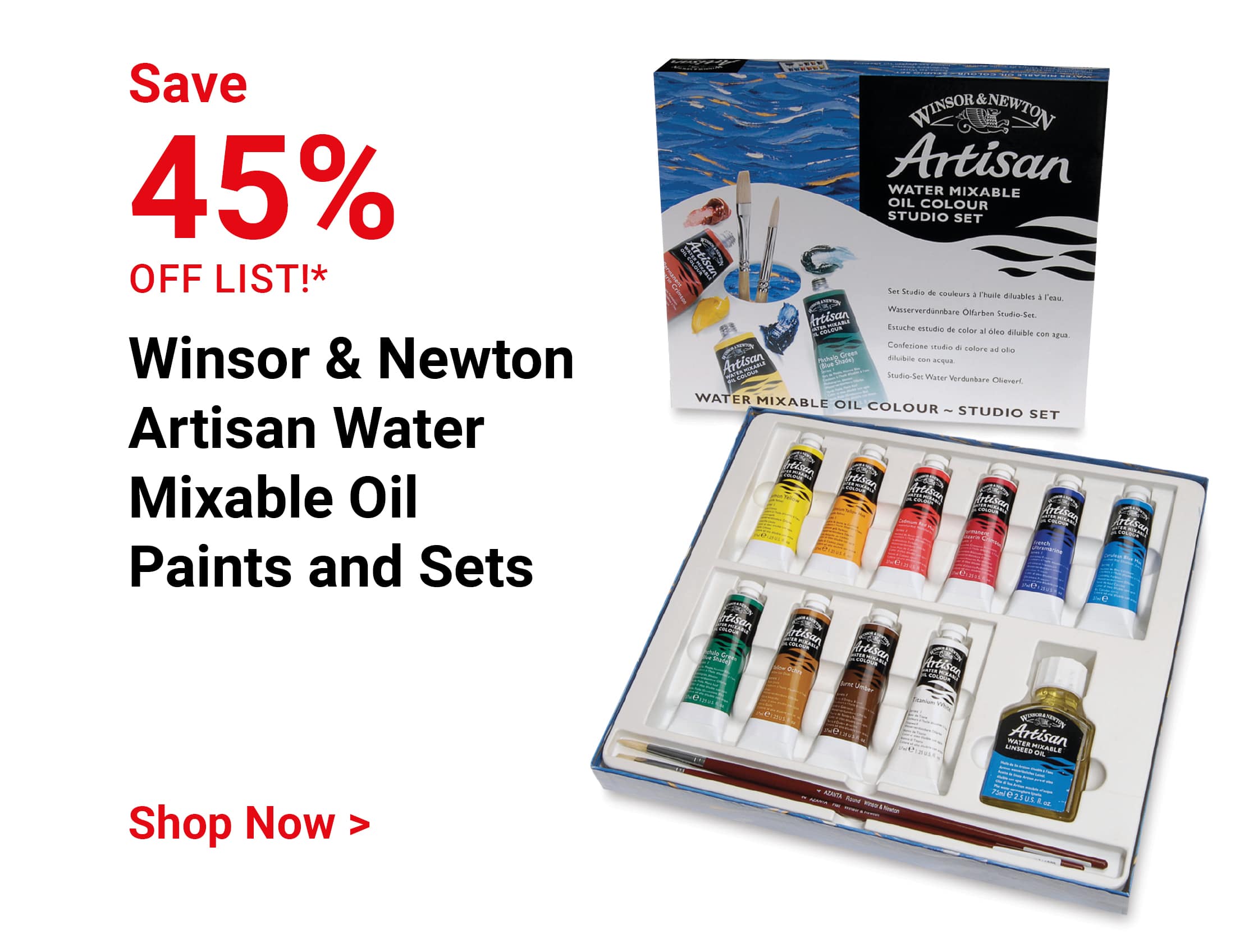 Save 45% off list! Winsor & Newton Artisan Water Mixable Oil Paints and Sets. Shop Now.