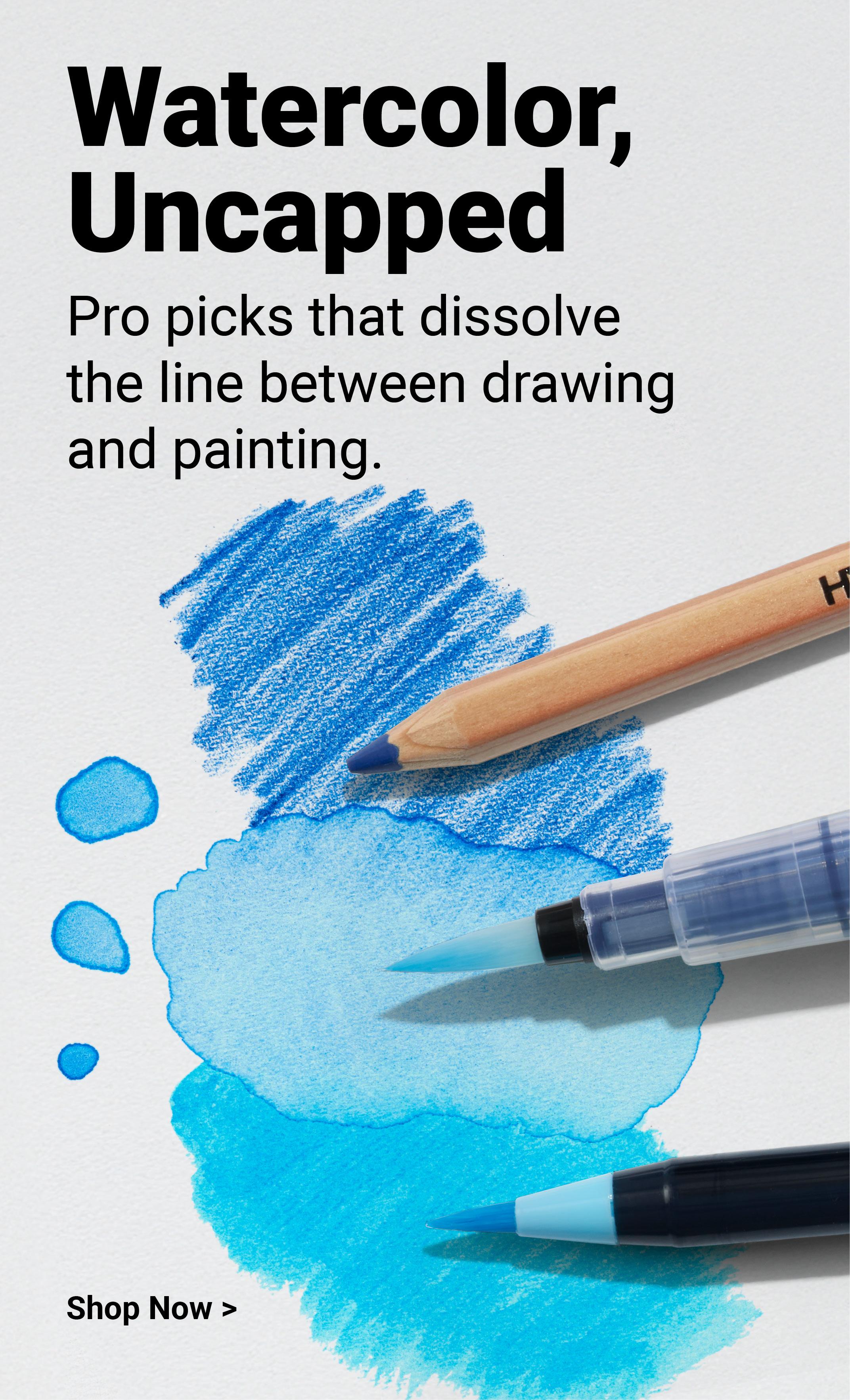 Watercolor, Uncapped. Pro picks that dissolve the line between drawing and painting. Shop Water Soluble Drawing.