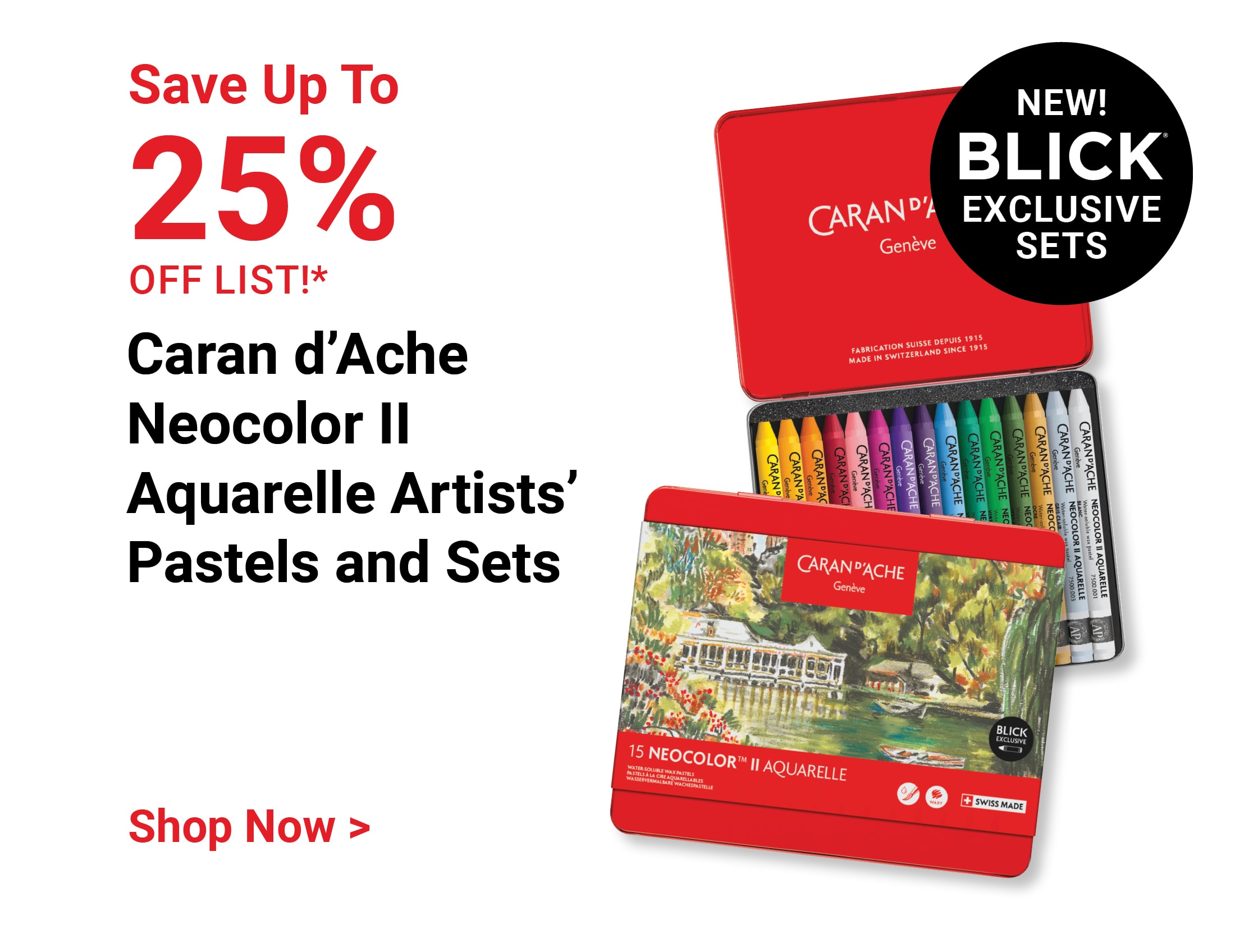 Save up to 25% off list! New Blick exclusive sets! Caran d'Ache Neocolor II Aquarelle Artists' Pastels and Sets. Shop Now.