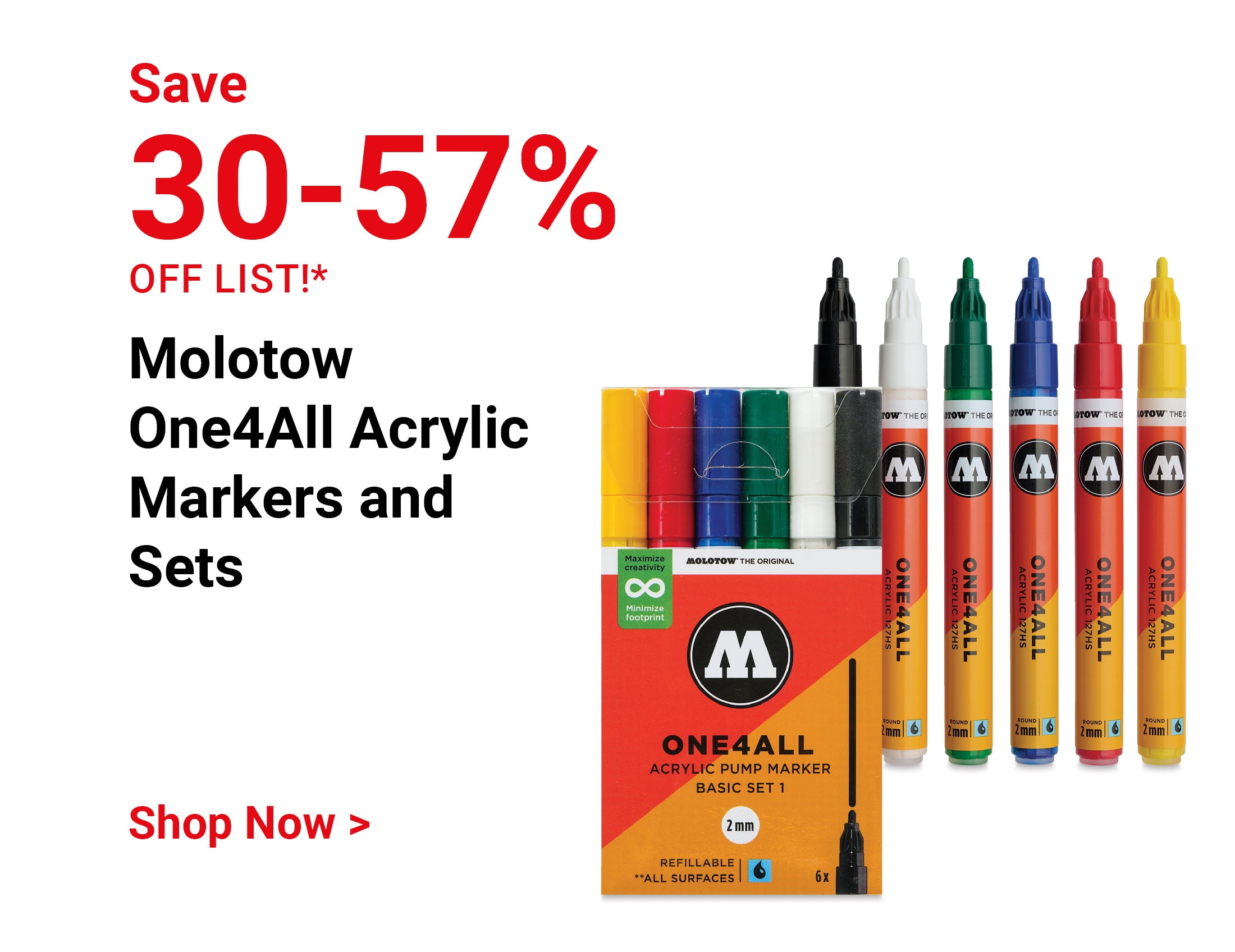 Save 30-57% off list! Molotow One4All Acrylic Markers and Sets. Shop Now.