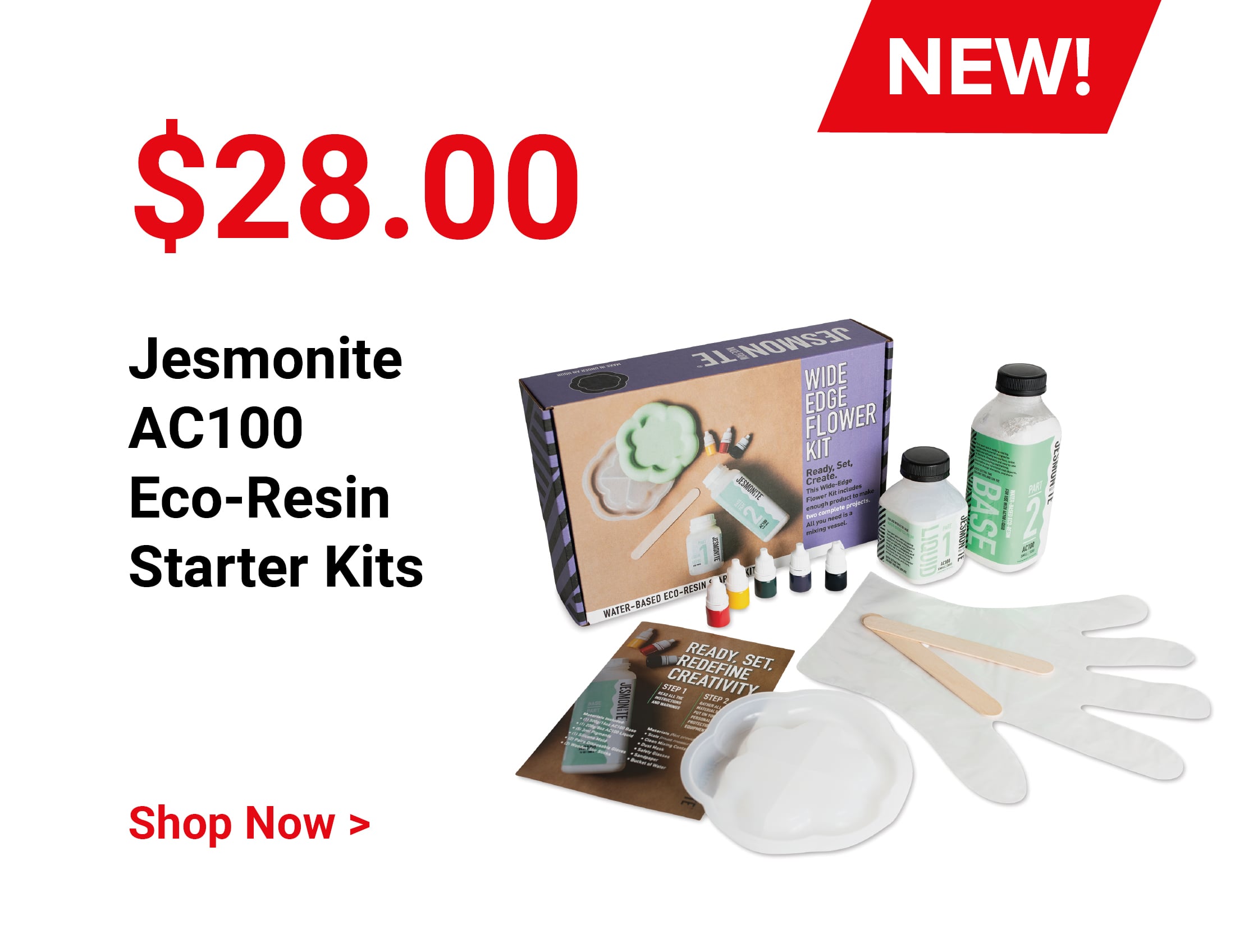 $28.00 New! Jesmonite AC100 Eco-Resin Starter Kits. Shop Now.
