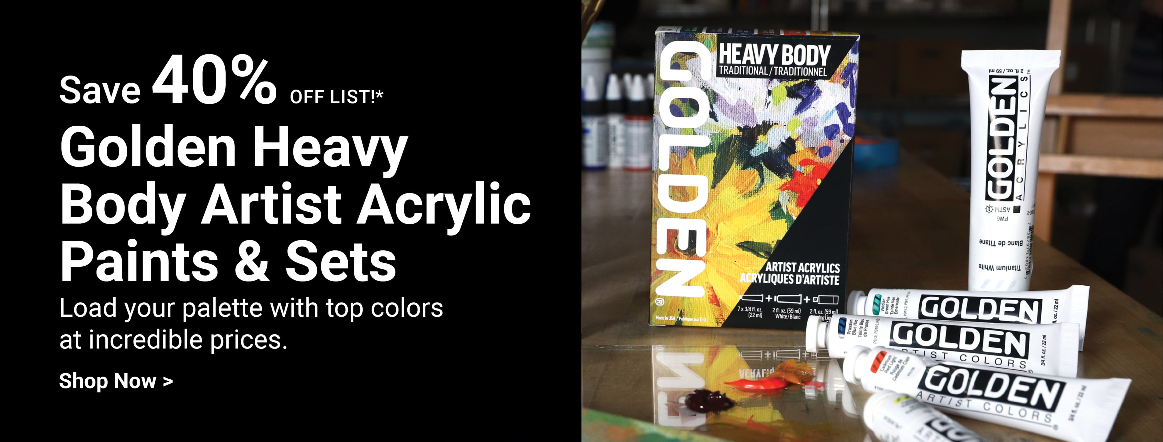 SAVE 40% OFF LIST! Golden Heavy Body Artist Acrylic Paints & Sets. Load your palette with top colors at incredible prices. Shop now.